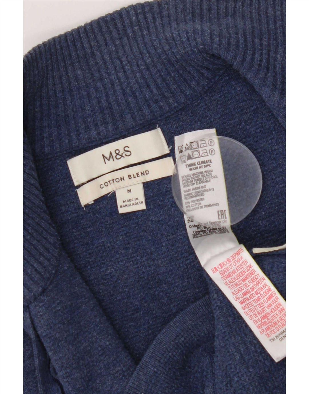 Suéter cardigã feminino Marks & Spencer UK 14 poliéster azul marinho médio