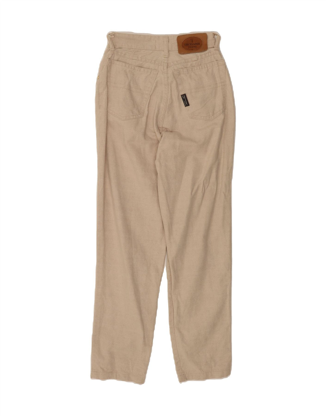 TRUSSARDI Womens Slim Casual Trousers W28 L29 Beige Cotton Vintage Trussardi and Second-Hand Trussardi from Messina Hembry 