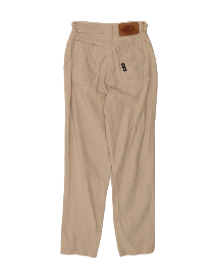 TRUSSARDI Womens Slim Casual Trousers W28 L29 Beige Cotton Vintage Trussardi and Second-Hand Trussardi from Messina Hembry 