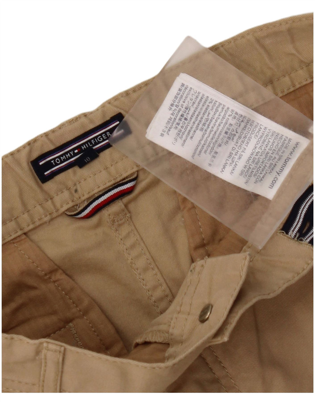 TOMMY HILFIGER Meninos Calças Chino Slim 9-10 Anos W26 L25 Algodão Bege