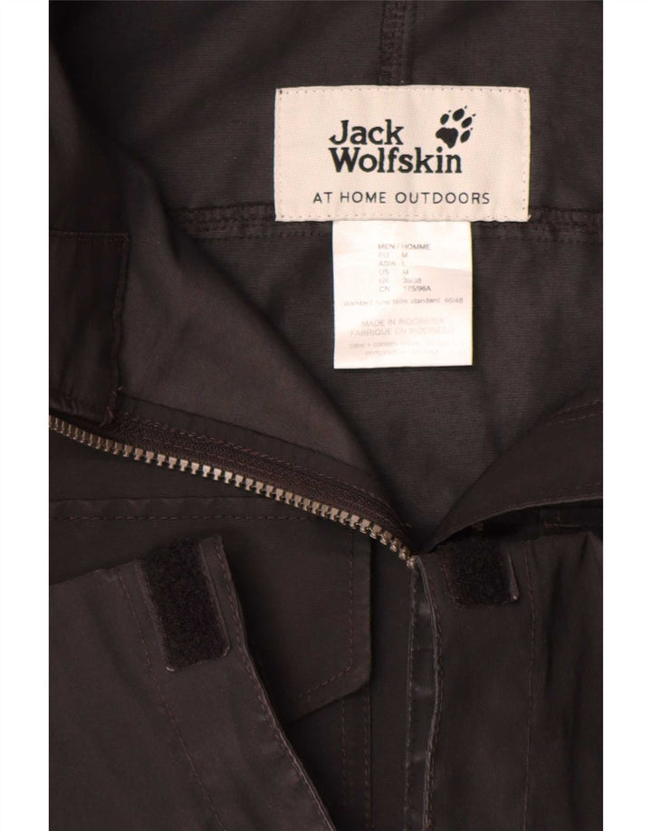 Jaqueta de chuva masculina Jack Wolfskin com capuz Reino Unido 36/38 poliéster preto médio
