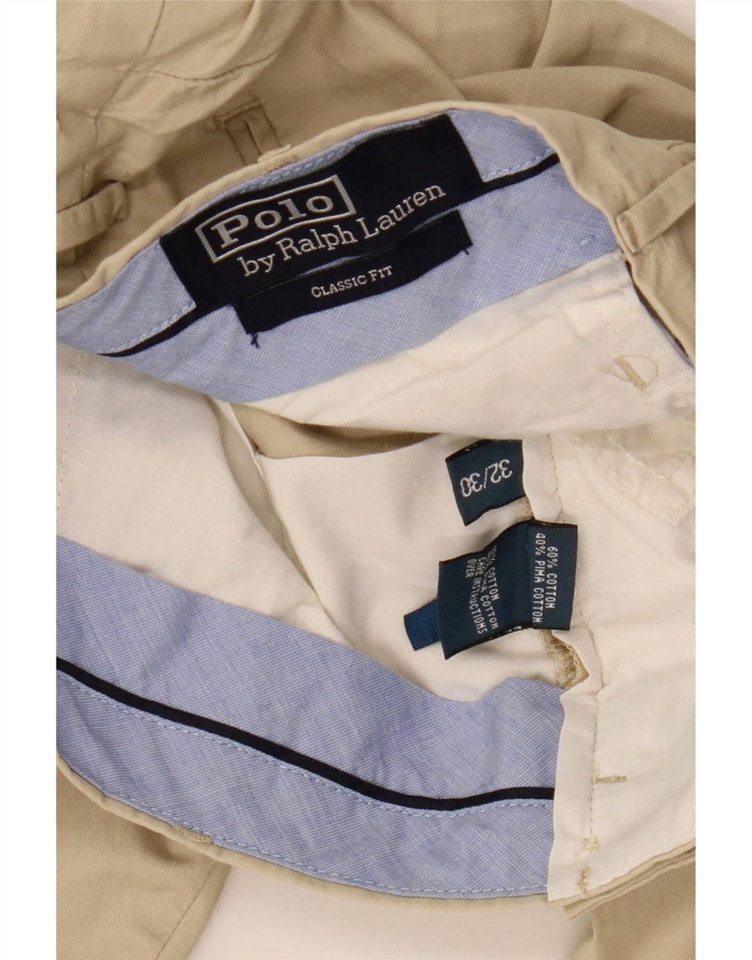 POLO RALPH LAUREN Calça masculina reta clássica fit Chino W32 L30 bege