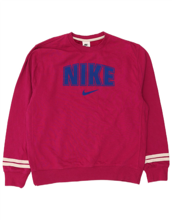 Nike feminino gráfico oversized moletom jumper UK 14 médio algodão rosa