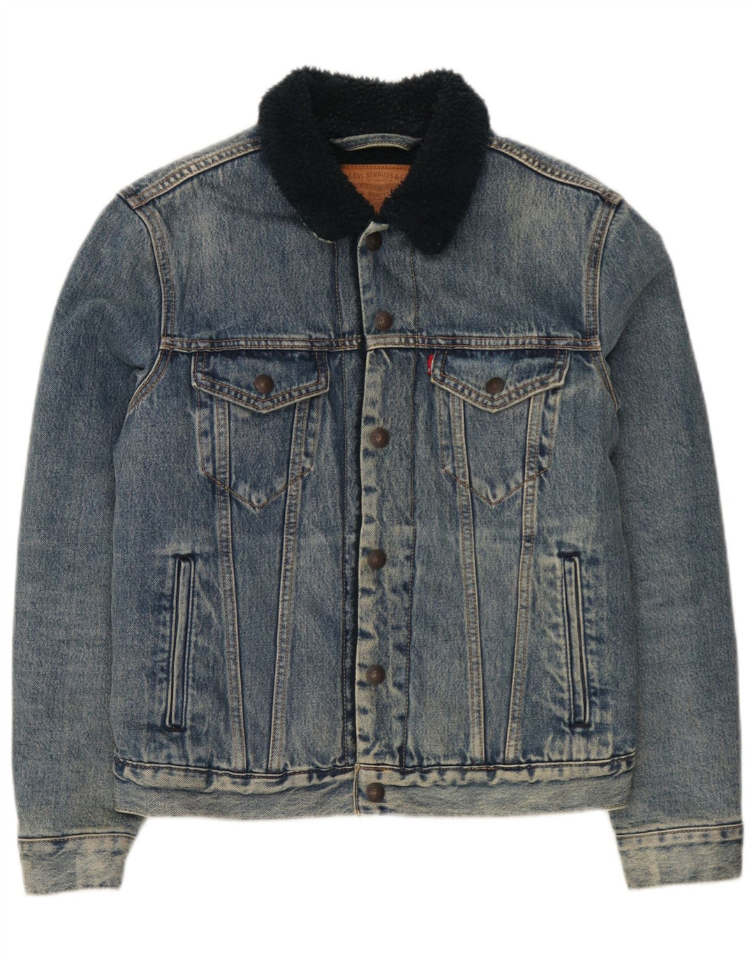 Jaqueta jeans masculina Sherpa Levi's UK 36 algodão azul pequeno