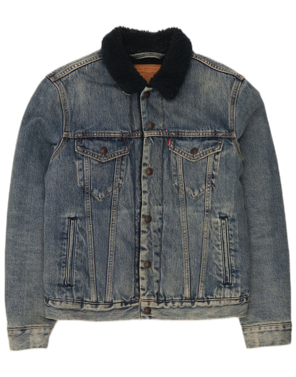 Jaqueta jeans masculina Sherpa Levi's UK 36 algodão azul pequeno