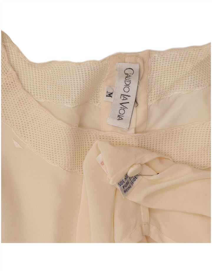 Blusa oversized feminina vintage UK 14 médio off white seda