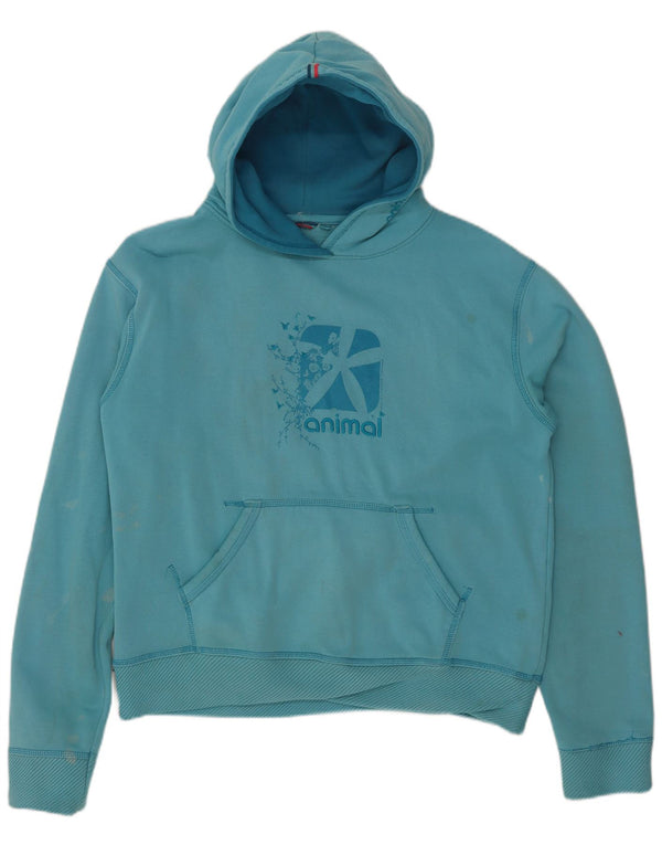Animal feminino gráfico moletom com capuz Reino Unido 14 algodão azul médio