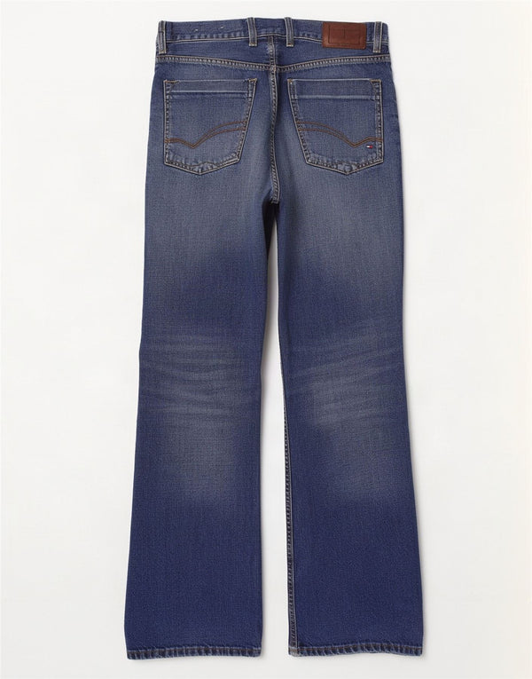 Tommy Hilfiger Masculino Bedford Bootcut Straight Jeans W30 L32 Azul Algodão