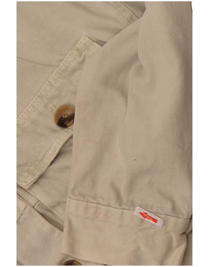 Jaqueta jeans feminina Zara UK 10 pequeno algodão branco