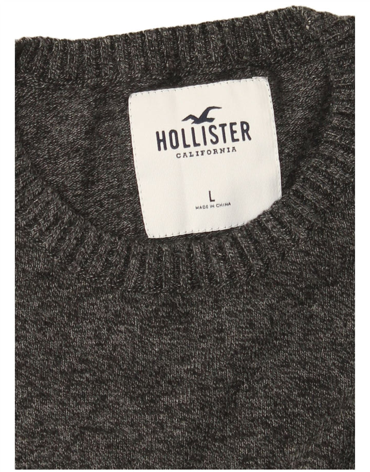 Suéter masculino Hollister com gola redonda grande cinza manchado