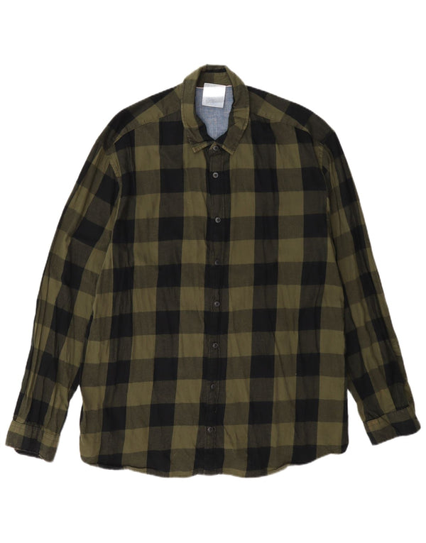 Camisa masculina de flanela Jack & Jones XL verde algodão guingão