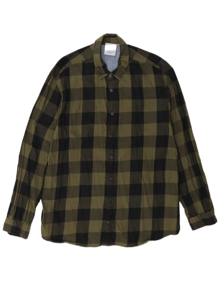 Camisa masculina de flanela Jack & Jones XL verde algodão guingão