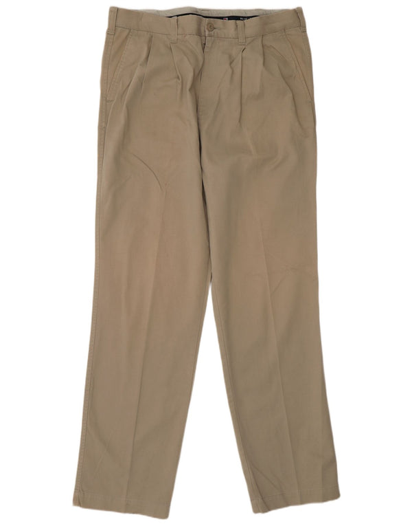 Calça chino reta masculina Marks & Spencer Blue Harbor W36 L33 cáqui