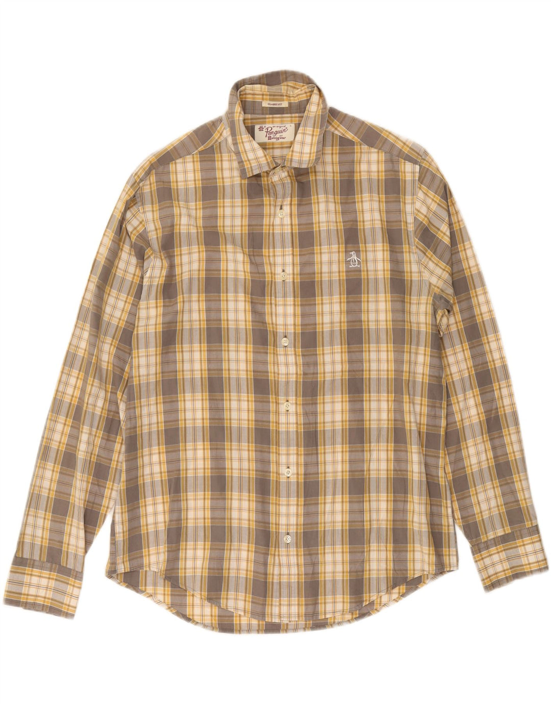 Camisa Penguin Masculina Classic Fit Grande Xadrez Cinza