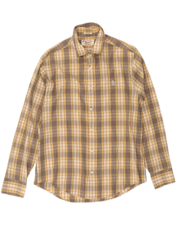 Camisa Penguin Masculina Classic Fit Grande Xadrez Cinza