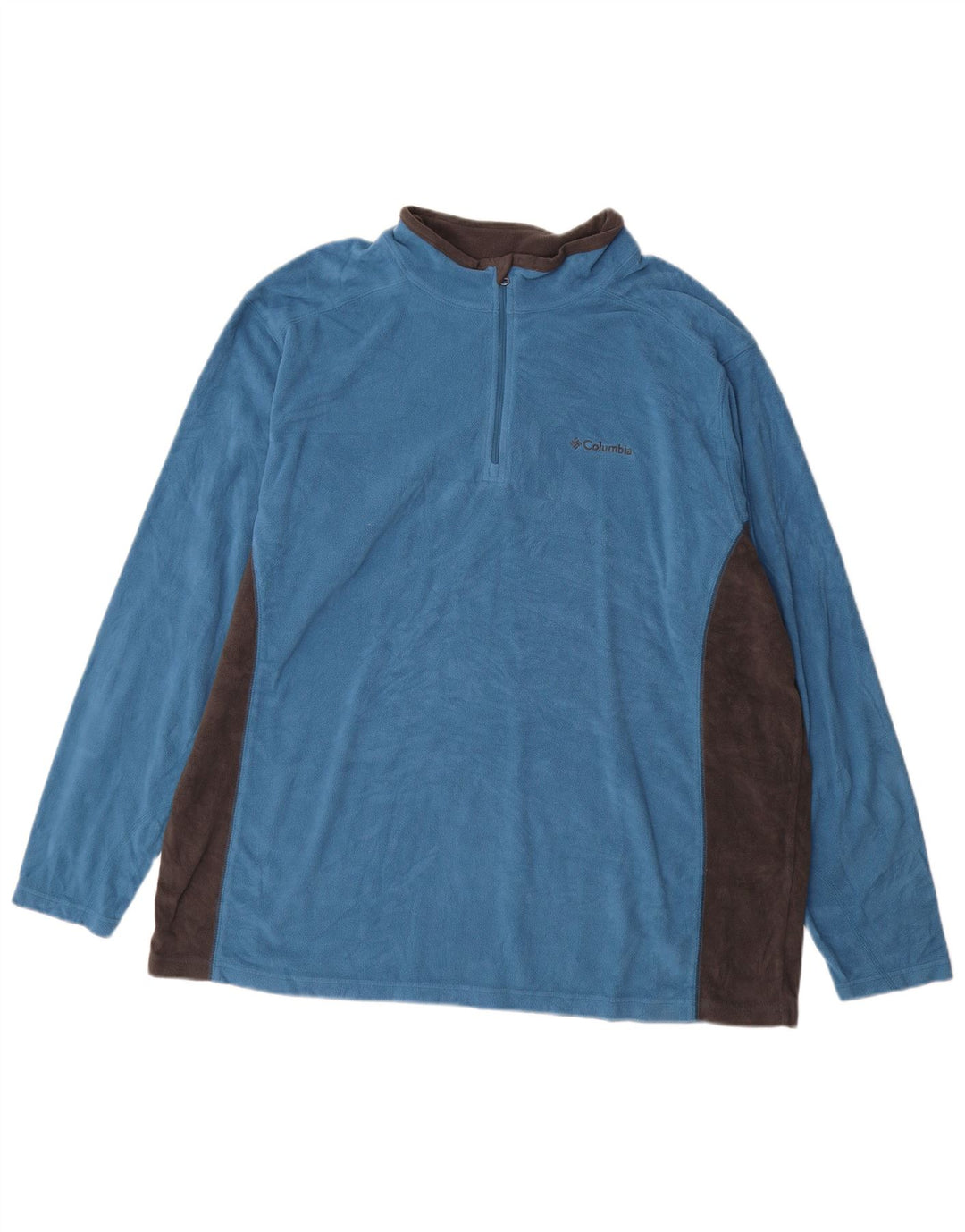 Suéter de lã masculino COLUMBIA com zíper e gola 2XL azul poliéster colorblock