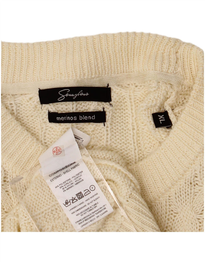 Suéter masculino Sonny Bono com gola redonda XL em poliéster branco