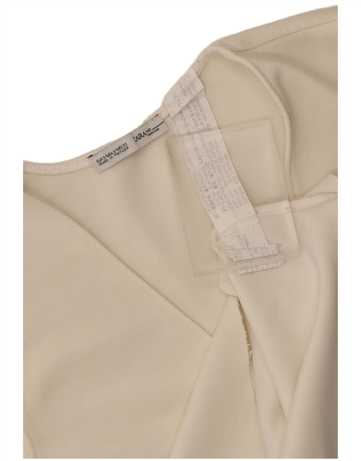 Blusa feminina sem mangas Zara Top Reino Unido 8 pequeno poliéster branco