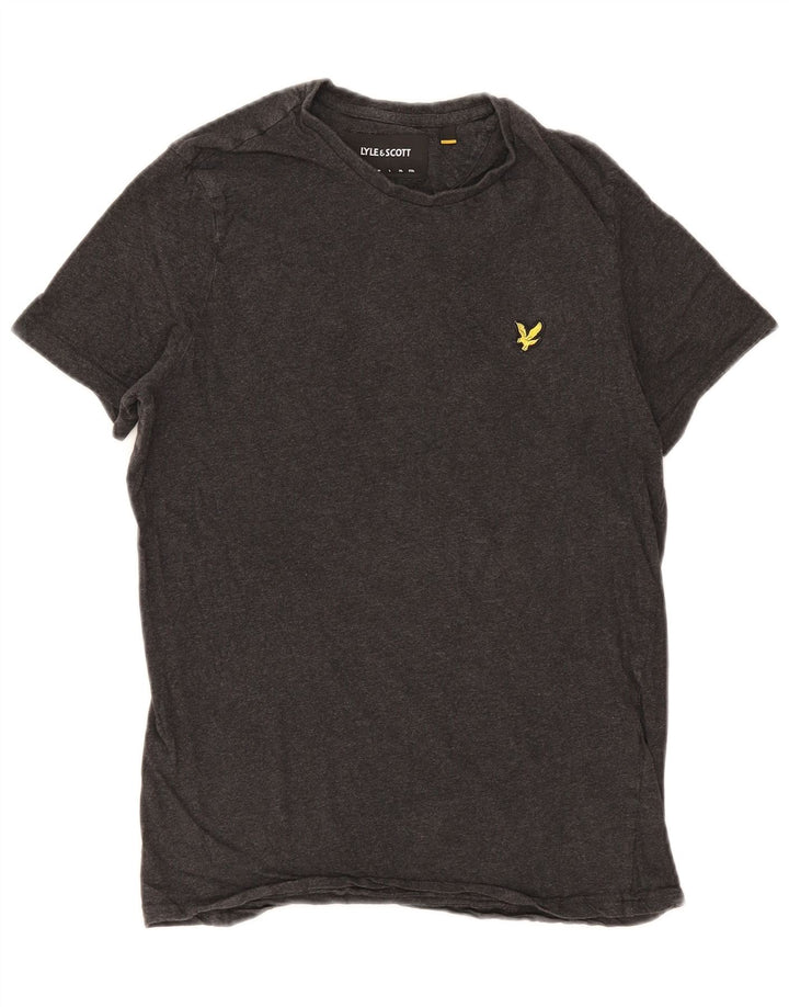Lyle & Scott Camiseta masculina top pequeno algodão cinza