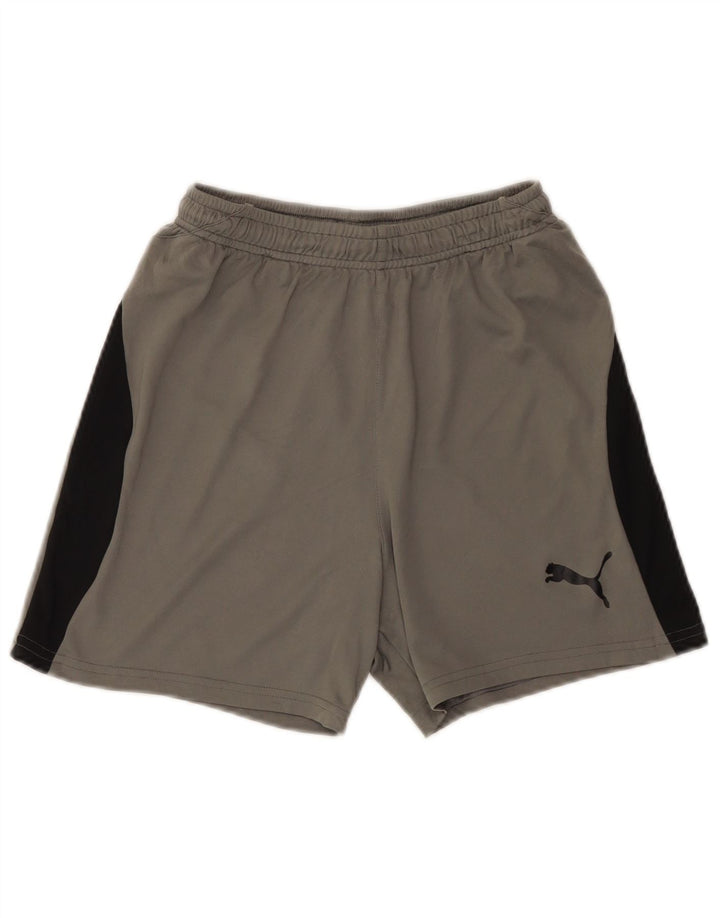 Shorts esportivos Puma meninos 13-14 anos cinza colorblock poliéster