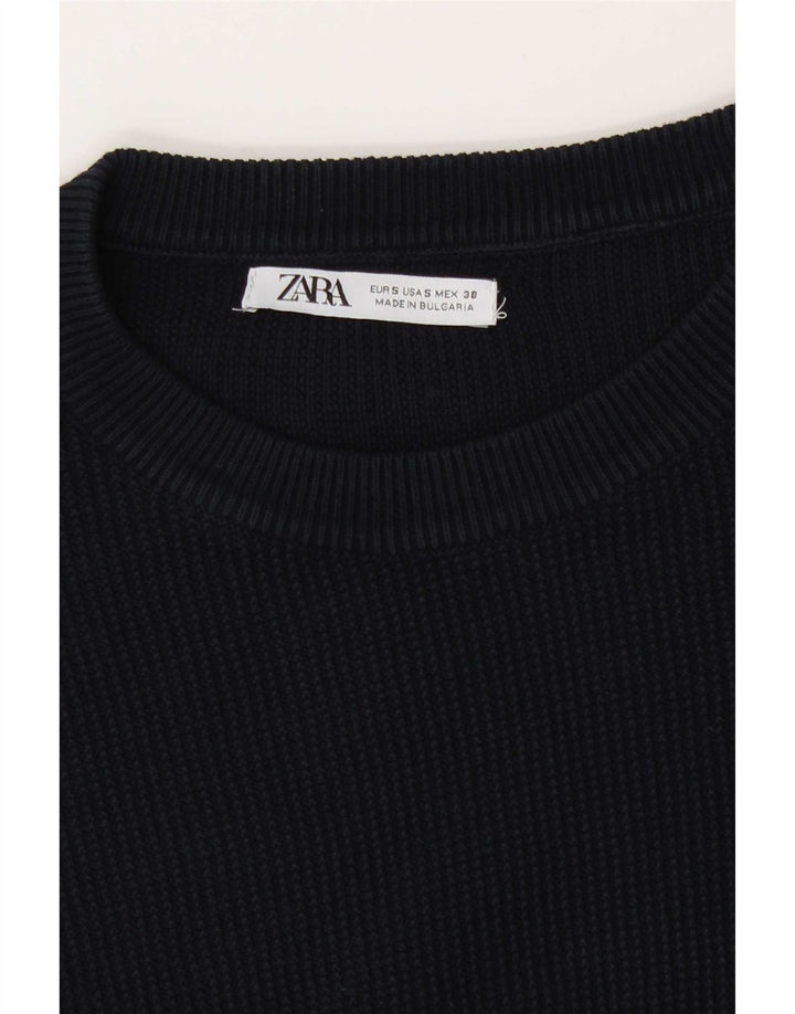 Zara Suéter masculino com gola redonda pequeno azul marinho