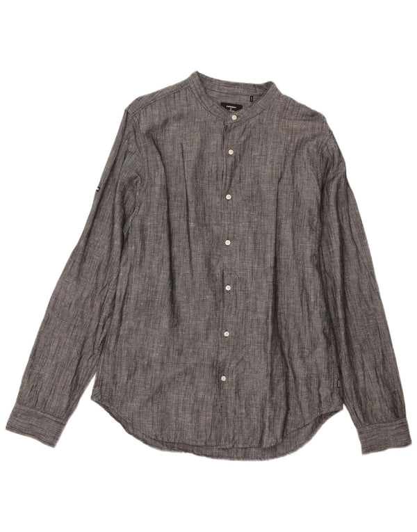 Camisa masculina Superdry grande linho cinza