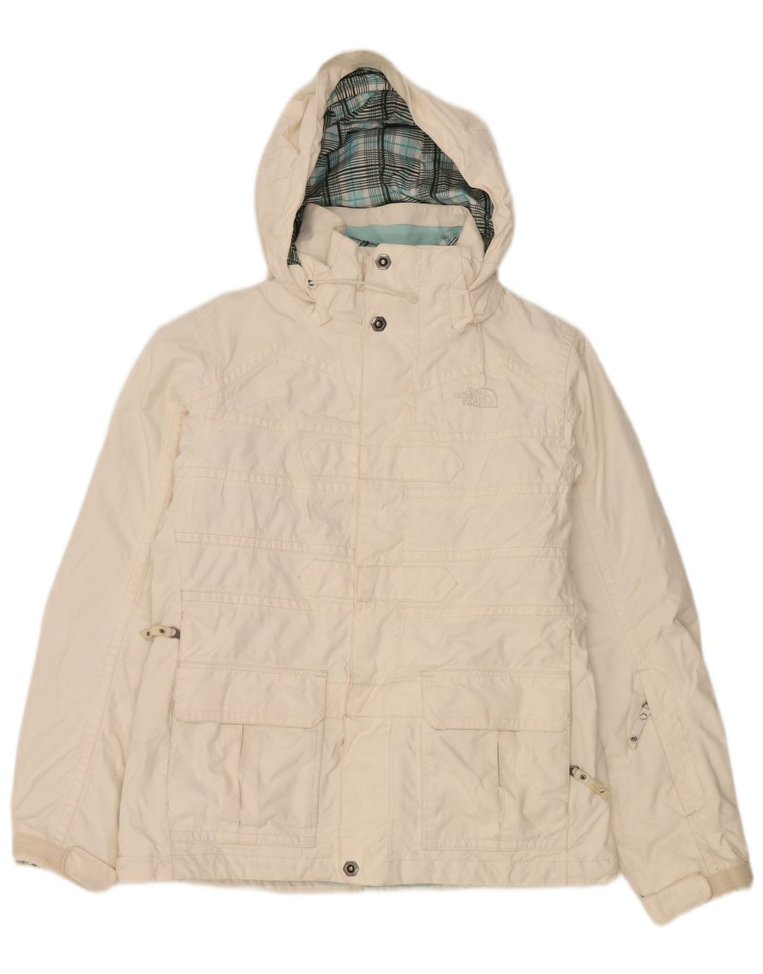 Jaqueta de esqui com capuz feminino The North Face UK 10 pequeno poliéster branco