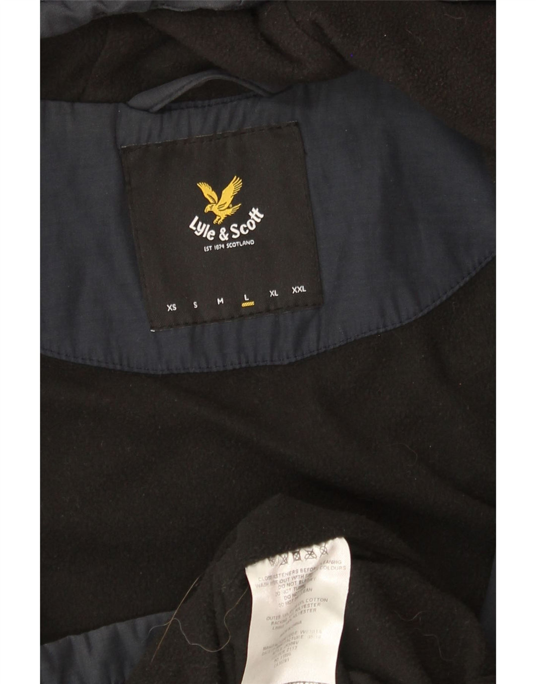 Jaqueta corta-vento masculina LYLE & SCOTT com capuz Reino Unido 40 grande azul marinho nylon