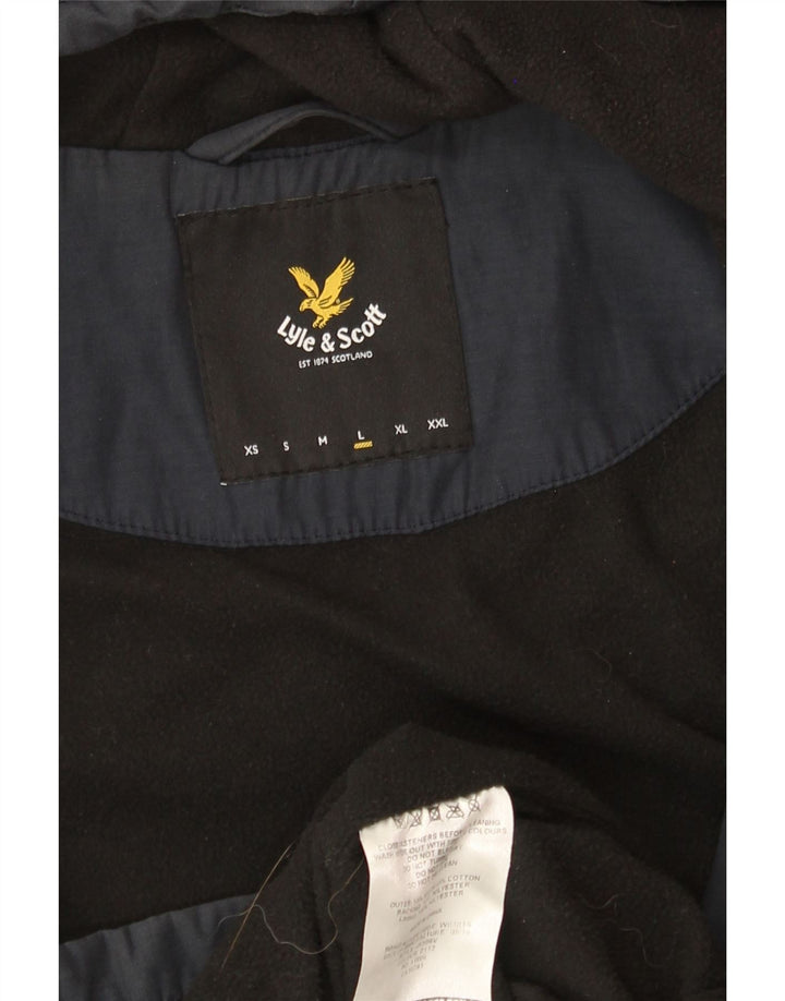 Jaqueta corta-vento masculina LYLE & SCOTT com capuz Reino Unido 40 grande azul marinho nylon