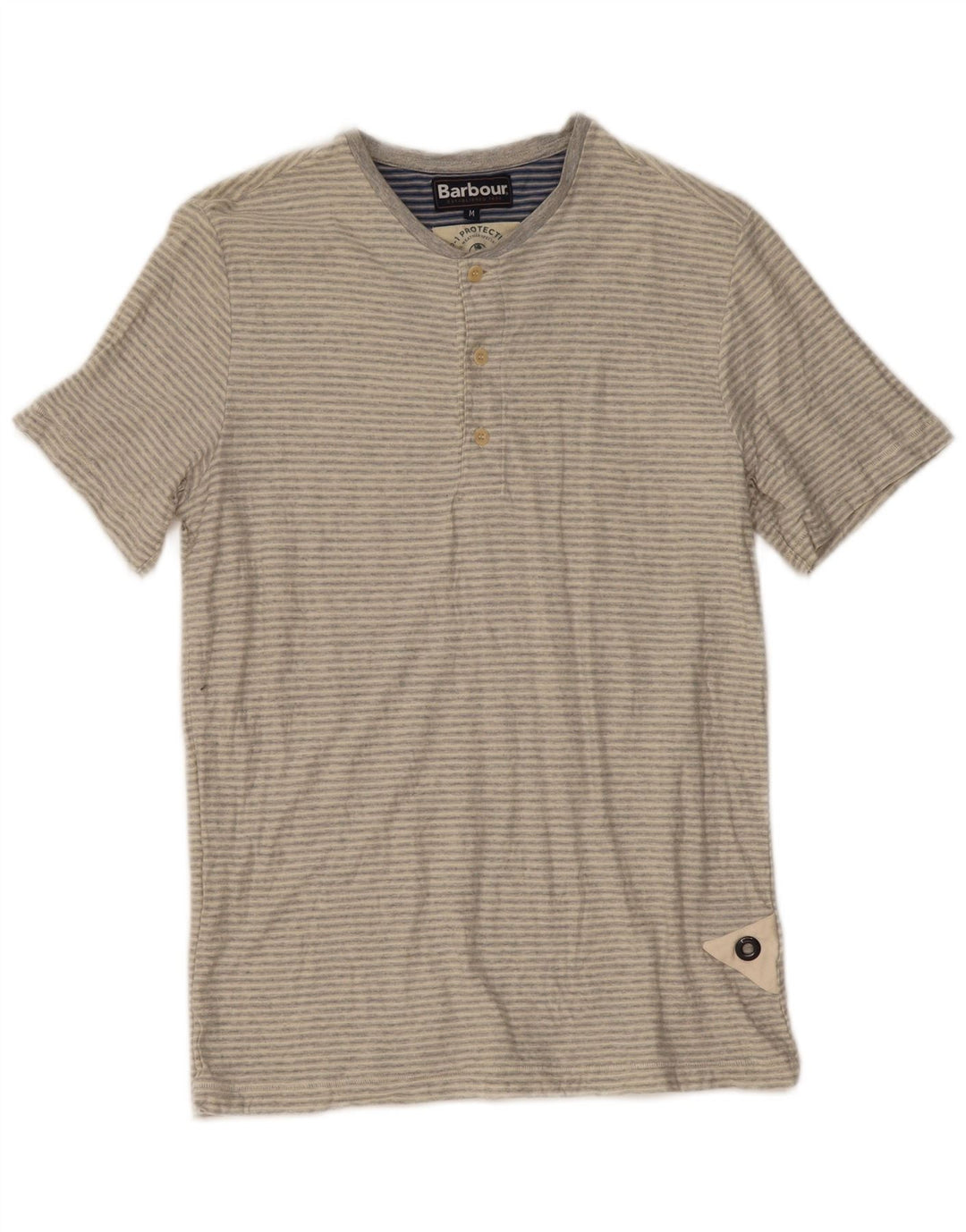 Camiseta masculina Barbour listrada cinza médio
