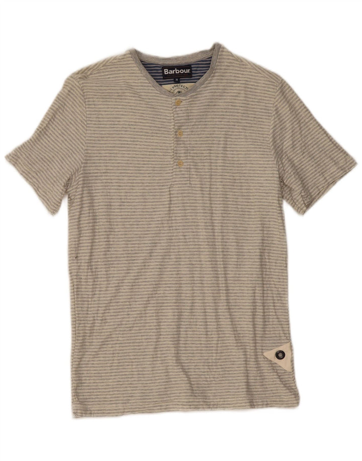 Camiseta masculina Barbour listrada cinza médio