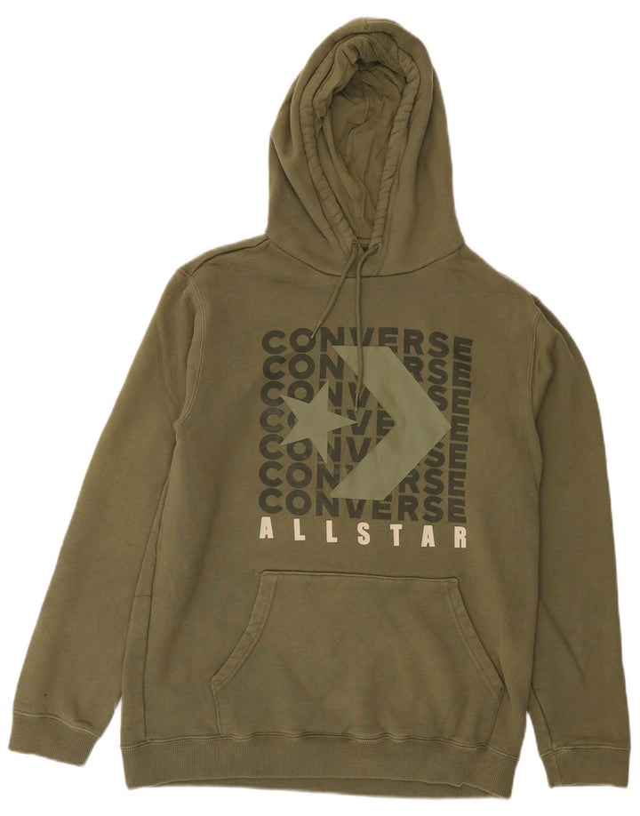 Converse masculino gráfico moletom com capuz pequeno algodão cáqui
