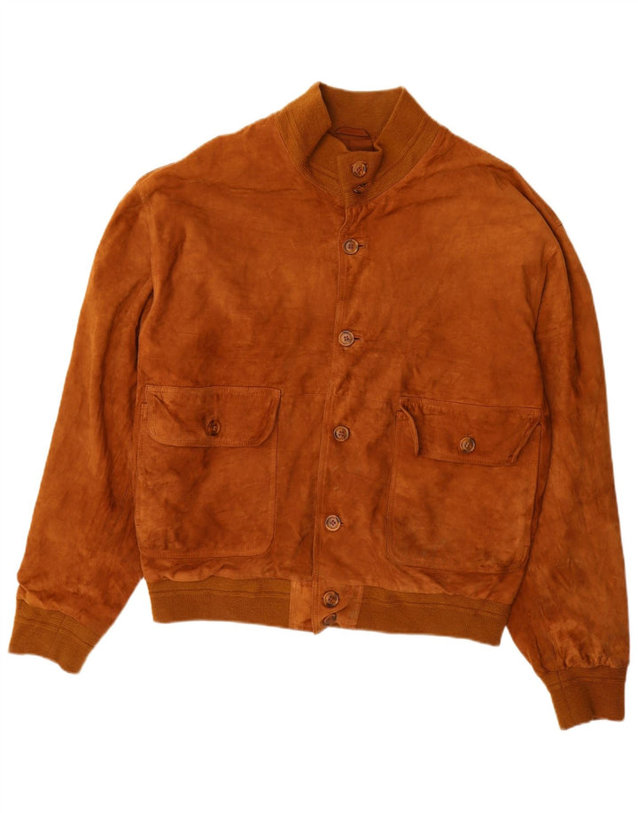 Jaqueta bomber masculina VINTAGE de camurça IT 52 XL couro marrom
