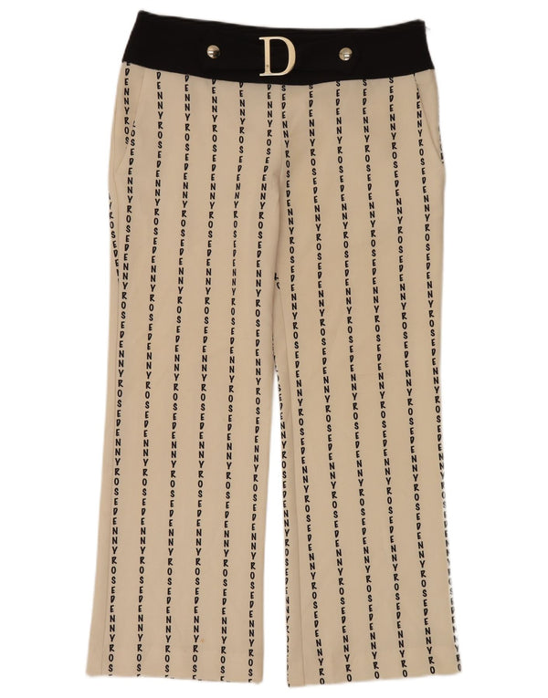 Calça feminina casual gráfica Denny Rose IT 44 médio W32 L28 bege