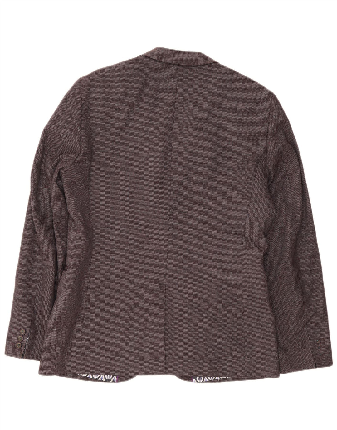 Jaqueta blazer masculina de 2 botões Ted Baker tamanho 4 grande poliéster roxo moderno