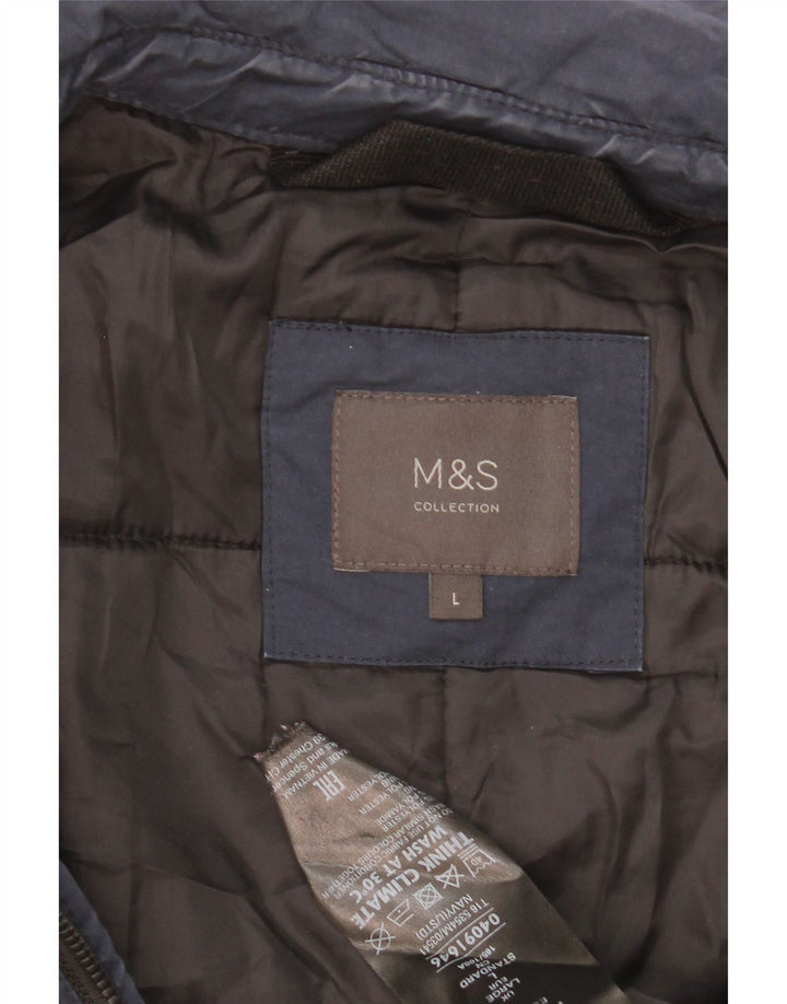 Jaqueta corta-vento masculina Marks & Spencer Reino Unido 40 grande poliéster azul marinho