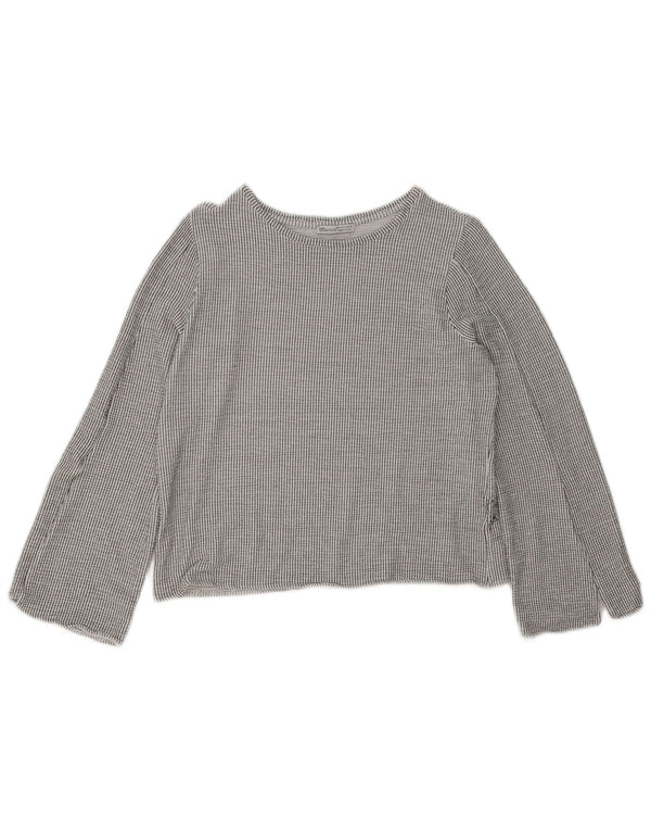 Zara Womens Crop Top Manga Longa Reino Unido 14 Médio Cinza Riscas