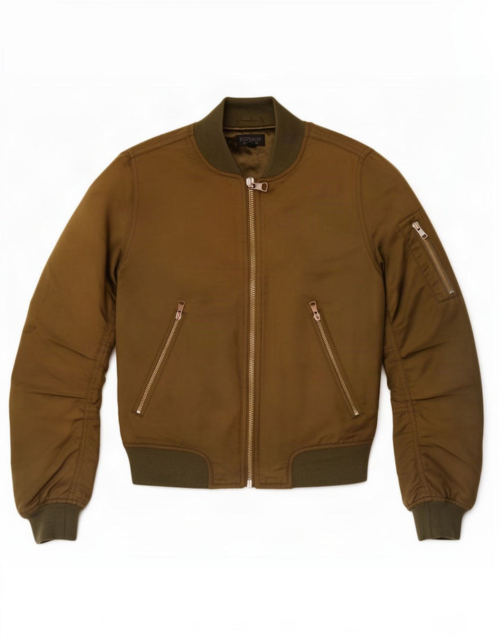 Jaqueta bomber feminina Topshop Reino Unido 8 poliéster cáqui pequeno