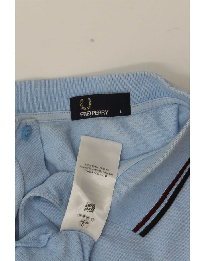 Camisa polo masculina Fred Perry grande algodão listrado azul