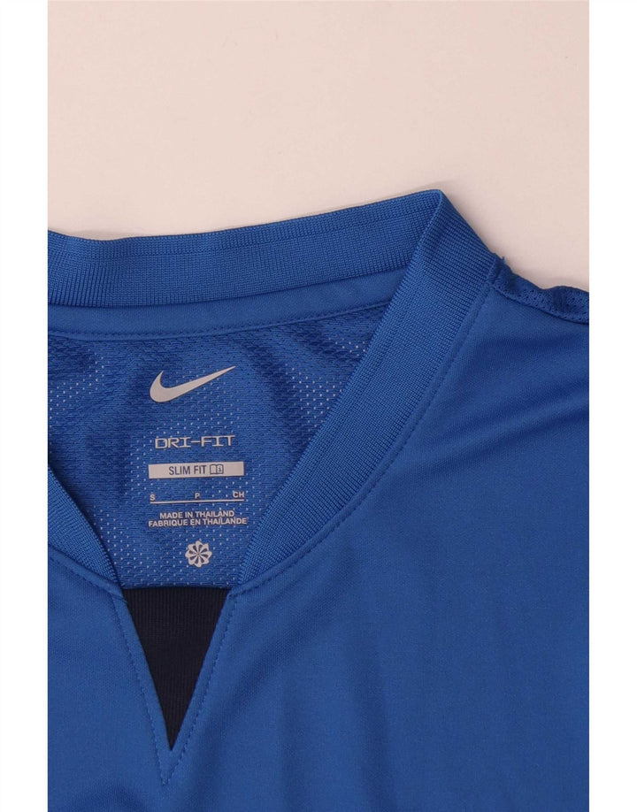 Camiseta masculina Nike Dri Fit Slim Fit top pequeno azul colorblock poliéster