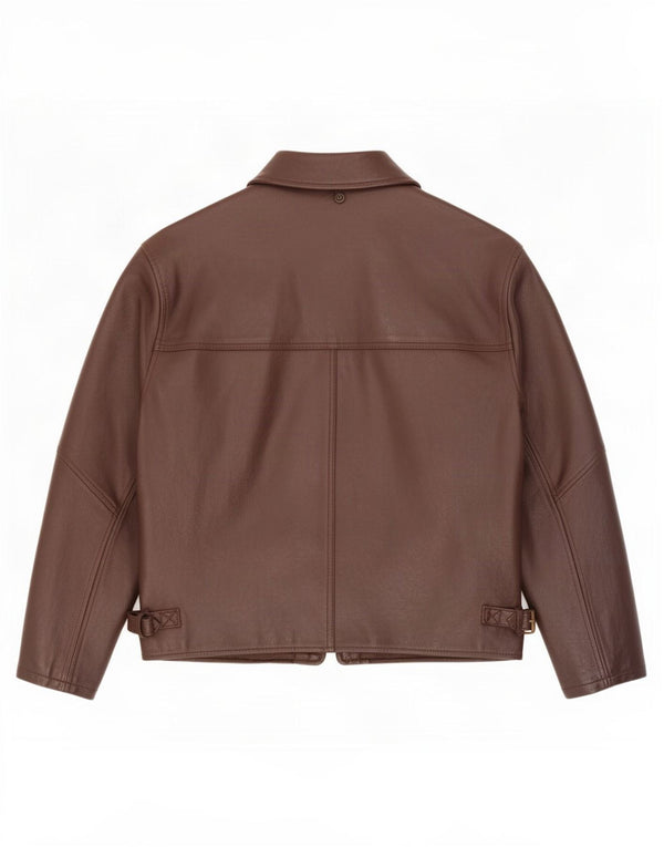 Jaqueta de couro masculina vintage UK 42 XL marrom