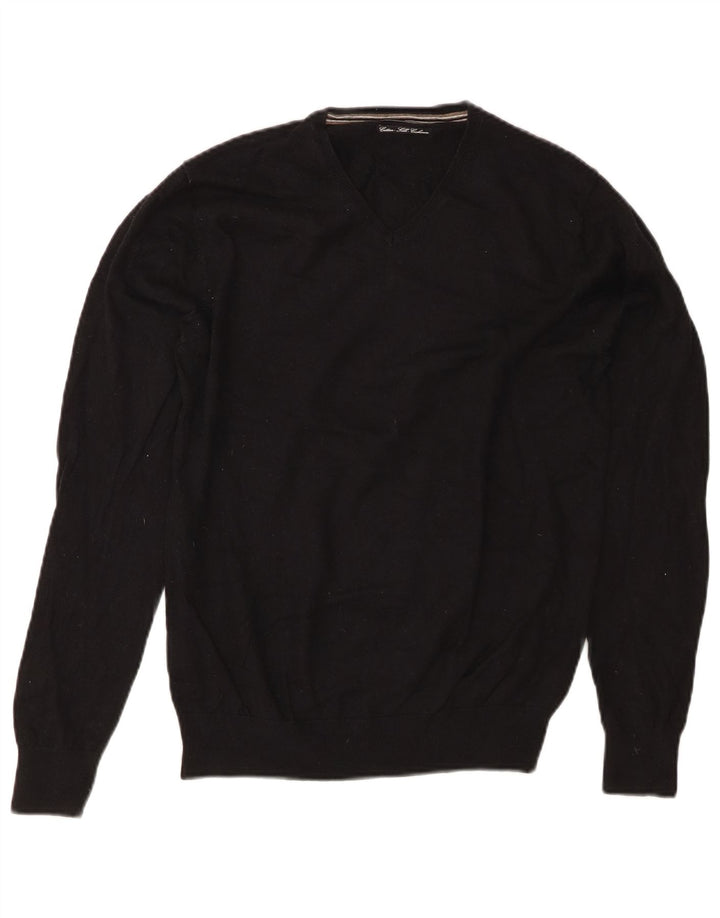 Suéter feminino MASSIMO DUTTI com decote em V Reino Unido 14 algodão preto médio