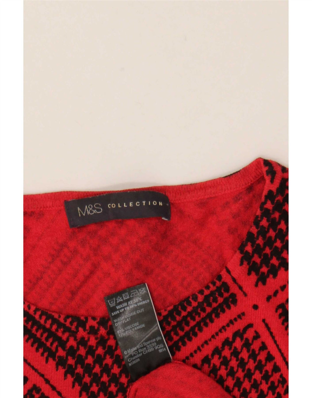 Suéter feminino Marks & Spencer com gola canoa Reino Unido 12 médio vermelho