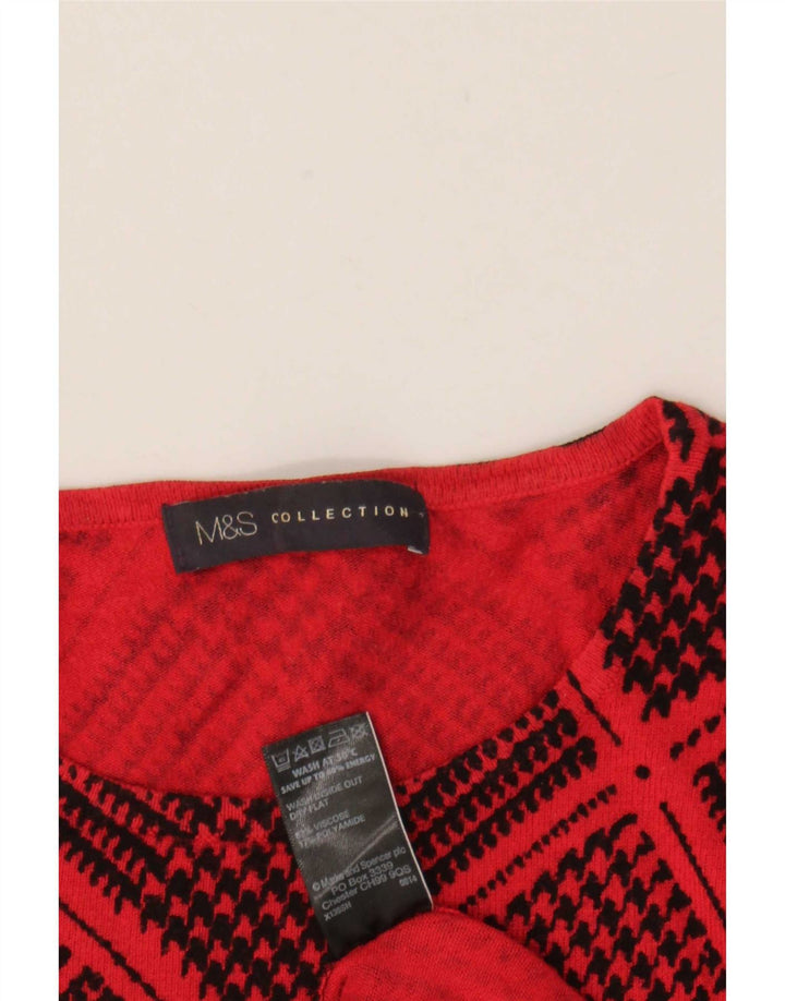Suéter feminino Marks & Spencer com gola canoa Reino Unido 12 médio vermelho
