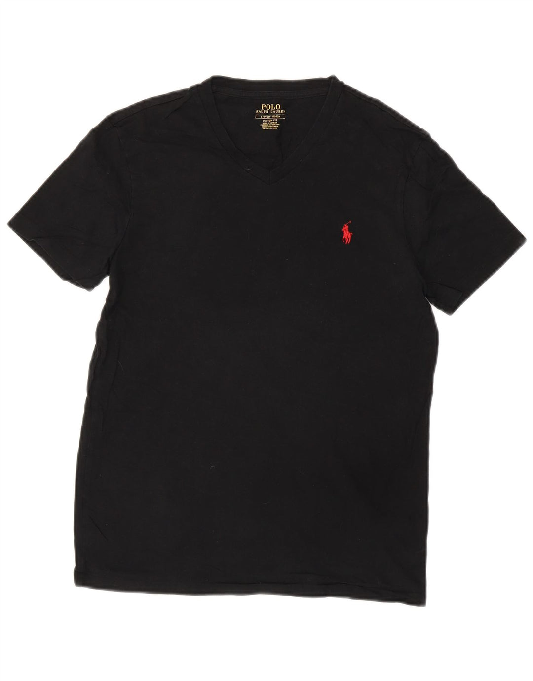 Camiseta masculina POLO RALPH LAUREN com ajuste personalizado, top pequeno de algodão preto
