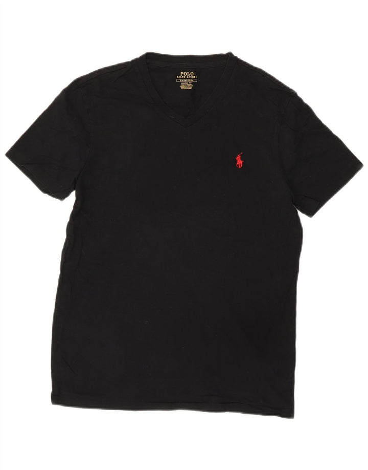 Camiseta masculina POLO RALPH LAUREN com ajuste personalizado, top pequeno de algodão preto