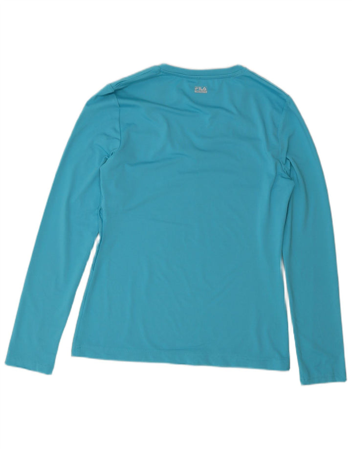Top Feminino Fila Manga Longa UK 10 Pequeno Esporte Azul Poliéster