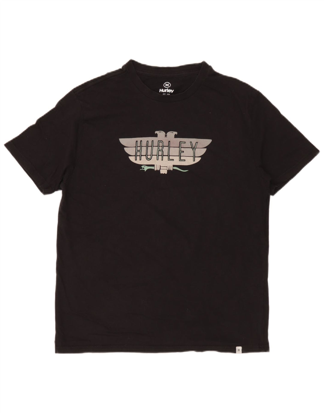 Camiseta gráfica masculina Hurley Top médio algodão preto