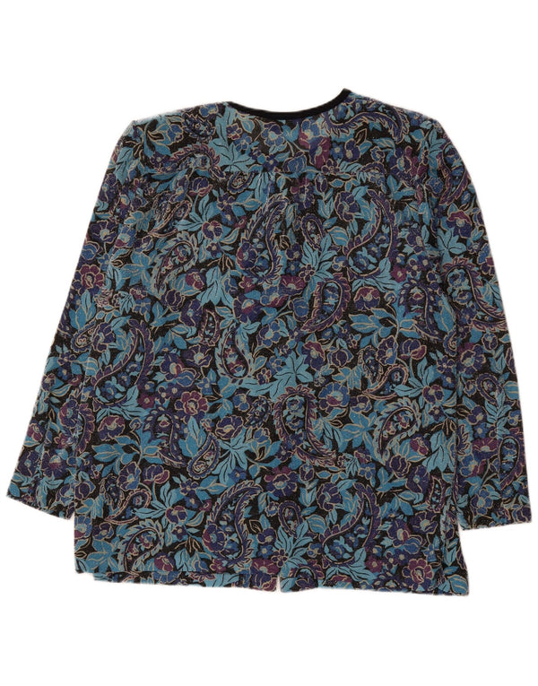 Jaqueta Blazer Oversized Feminina Vintage 6 Botões Reino Unido 18 XL Azul Floral
