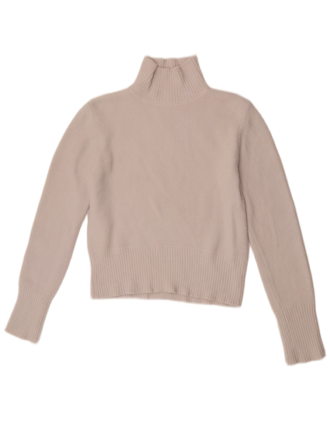 Suéter feminino Zara com gola tartaruga e gola alta, Reino Unido 12, médio, branco, nylon